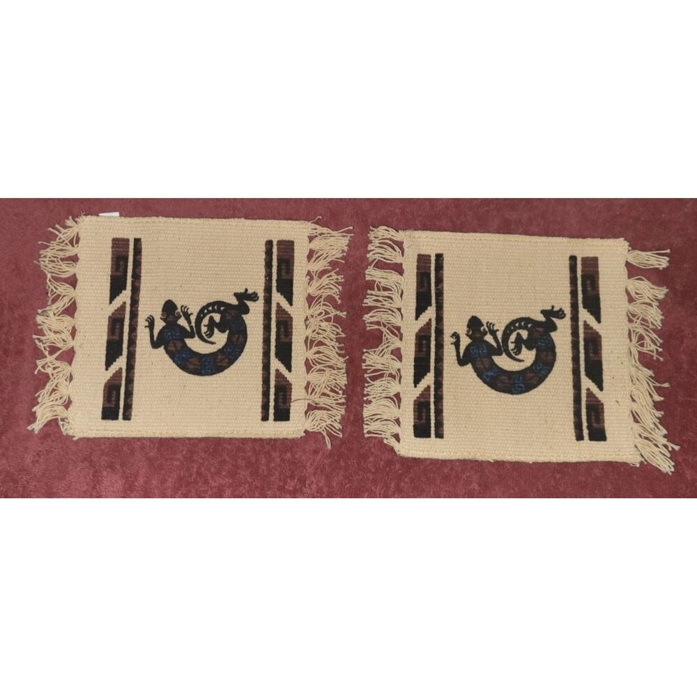 Coasters Lizard Set of 2 Fringed Southwest Style El Paso Saddleblanket Co